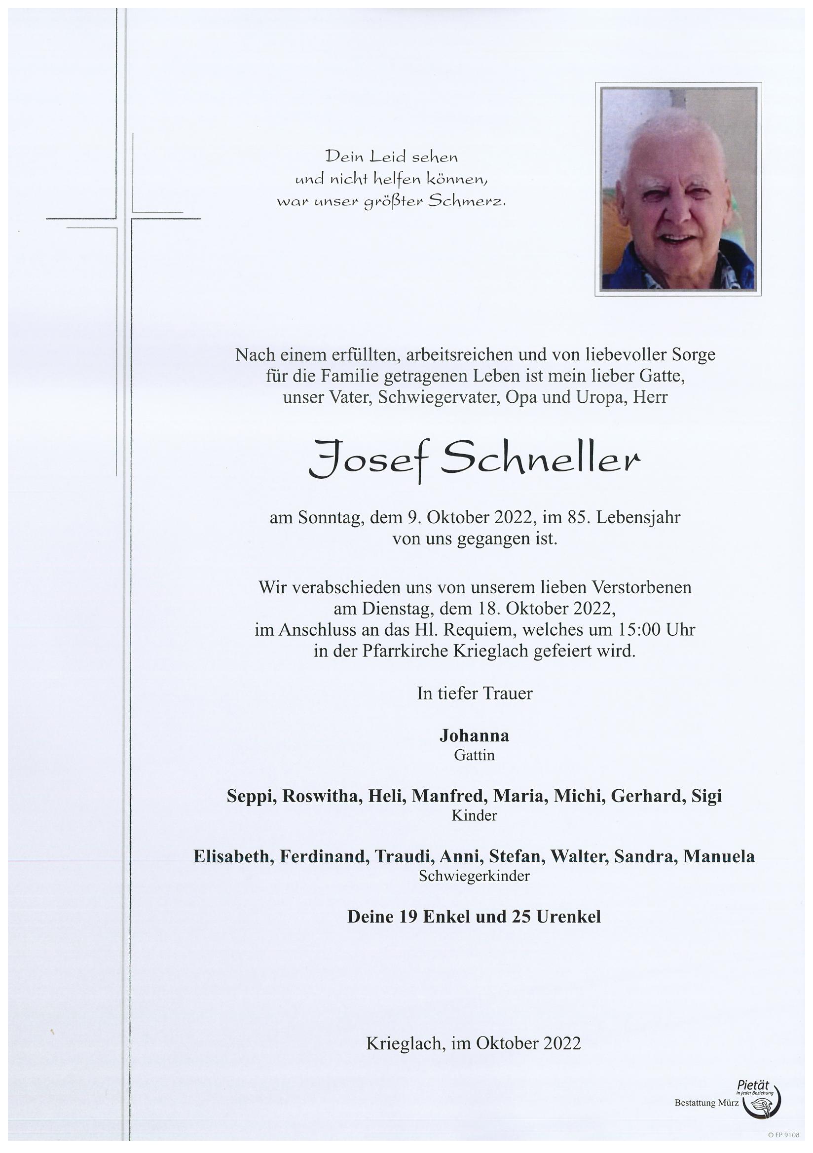 Josef Schneller • Bestattung Mürzzuschlag